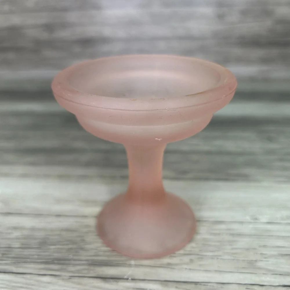 Fairy Lamp Pink Frosted Satin Glass Tea Candle Holder BASE ONLY